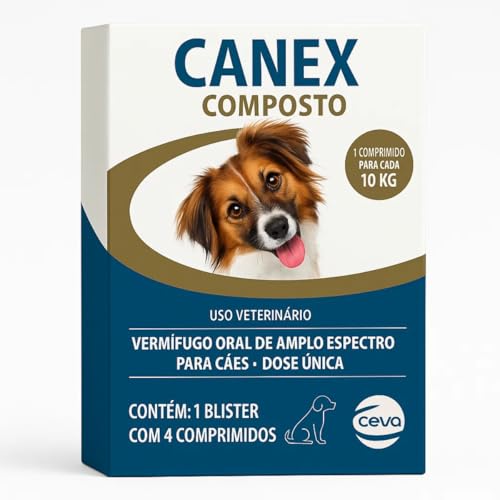 Kit com 4 Caixas Vermífugo Canex Composto para Cães 4 Comprimidos...