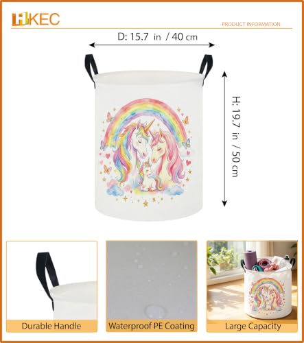 Image of 19.7 inch Laundry Basket,Dirty Clothes Hamper,Waterproof Storage Bin,Room Decor,Gift Baskets(Cute Unicorn)