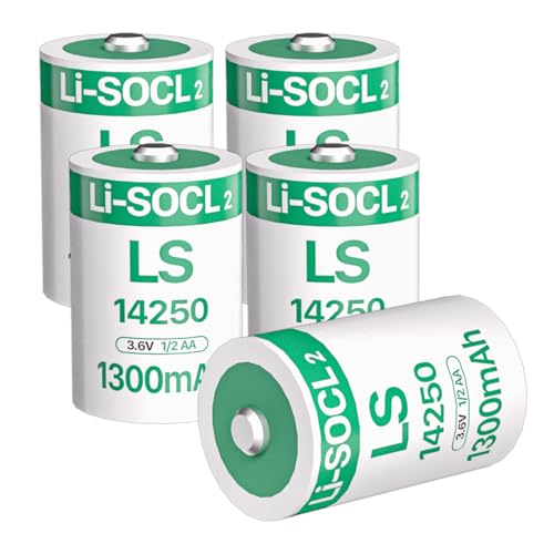 BOANV 5 PCS 1300mAh LS14250 Batteries 1/2 AA 3.6 Volt Lithium Battery for Dogwatch R9 Leash Dog Collar Memory Back-up Real-Time Clocks Utility Metering er14250 Battery (Non Rechargeable)