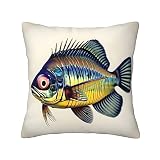 Fundas de almohada con estampado de peces amarillos, funda de cojín cuadrada suave, para sofá, sillón, silla de cama, 18 x 18 pulgadas