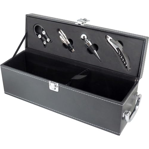 MALBEC ESTOJO VINHO 12x35x11cm SINTÉTICO PRETO 5 PEÇAS COM ACESSÓRIOS