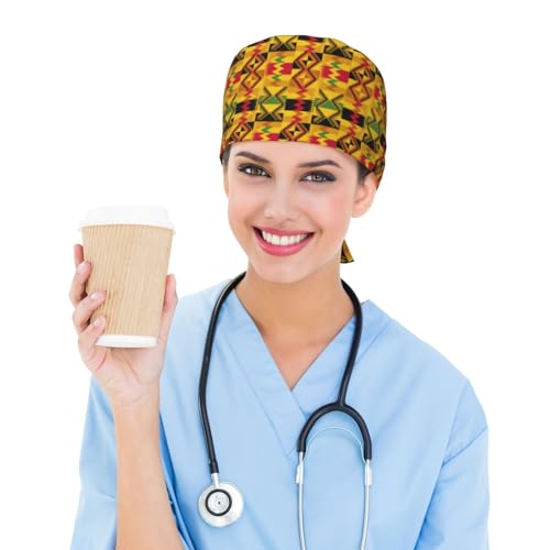 Image of Working Cap Scrub Cap with Sweatband Adjustable Unisex Women Tie Back Hat Nurse Surgical Caps
