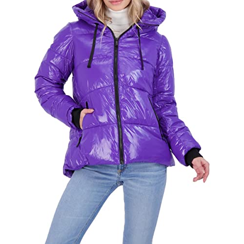 Sam Edelman Womens Lightweight Warm Puffer Jacket Purple M