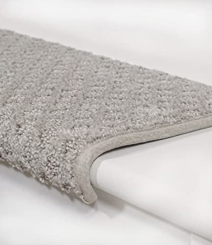 Oak Valley Designs™ Rounded Bullnose Carpet Stair Treads - Anti Slip Indoor Stair Mats For Wooden Stairs, Style: Bayside Charm, Silver Birch 31" W X 9.75" D (Single) #TOP1