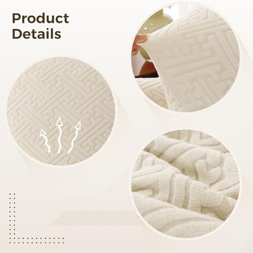 Housse de canapé extensible beige 70-104 cm avec rangement | Lot de 4 - 6