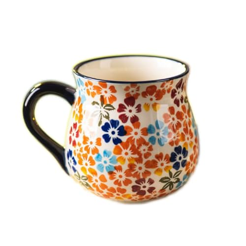 Taza de cerámica roja vintage con asa, 400 ml miniatura 3