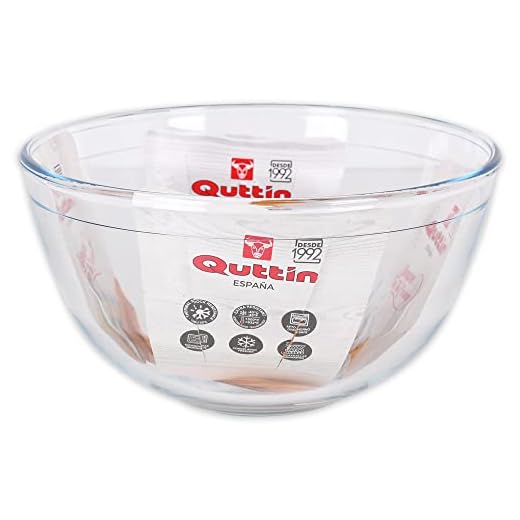 Quttin Bol Mezclador de Vidrio para Cocina, Borosilicato Cristal, Redondo, Microondas Horno Congelador y Lavavajillas, 21.2 x 21.2 x 11.2 cm - 2.5 litros