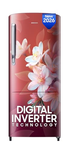 Image of Samsung 183 L, 3 Star, Digital Inverter, Direct-Cool Single Door Refrigerator (RR20H1723WR /HL, Wild Lily Red, Single Touch Defrost, 2026 Model)