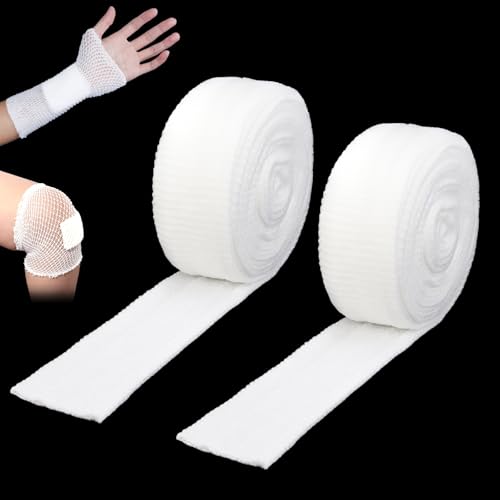 Image of 2 Rolls 11 Yard Tubular Bandage, 2.3 Inch Elastic Net Bandages, Wound Dressing Elastic Mesh Net, Tubular Gauze for Arm Wounds Without The Use of Adhesive Tape (5 M)