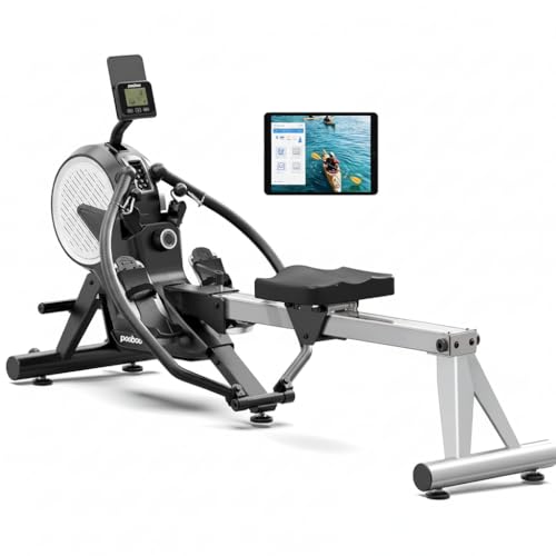 Air Rowing Machine for Home, 10-Level Adjustable Wind Resistance Professional Indoor Rowers, Foldable Commercial Row Machines with LCD Display and Wheels, Comfortable Seat, Easy Storage