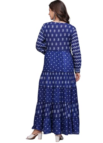 Image of Amayra Women's Pure Cotton Printed Anarkali Kurta Set with Palazzo Pants & Dupatta- Ethnic Wear