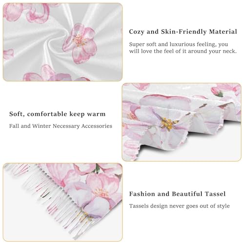 OTVEE Women's Fashion Beautiful Pink Cherry Blossom Scarves for Winter,Long Scarves for Women with Fringe,Super Soft Cashmere Feel Scarf Wraps and Pashminas for Women Ladies Girls4