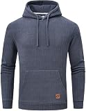 Tyhengta Men's Hooded Pullover Sweaters Long Sleeve Hoodies with Kanga Pockets Copen Blue Medium