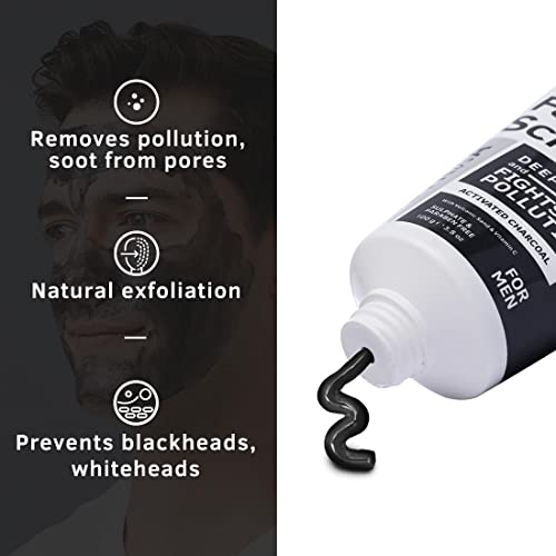 Ustraa Face Scrub for Men - 100g - with Activated charcoal, Tahitian Volcanic Sand & Walnut Granules - Great for Exfoliating skin & facial detox,... - Image 3