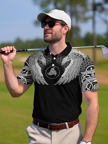 Image of PAGYMO Funny Golf Shirts for Men Crazy Printed Pattern Novelty Moisture Wicking Performance Mens Polo Shirt