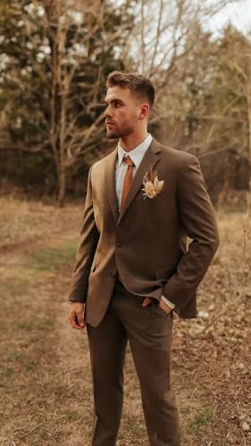 SHUZHXLZANGY Men's Suits Slim Fit 2 Piece Two Button Blazer Men Pants Suit for Men Wedding Prom Formal Business2