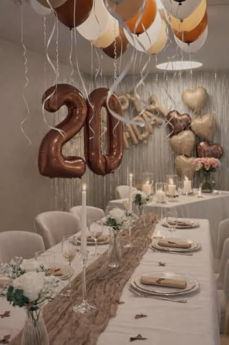 Image of Number Balloons 0 Balloon 40 inch Coffee for 10th Birthday Party Decoration | Saturated Color, Large 40 inch, With Inflation Straw & Hanging Holes, Great for Thanksgiving, Vintage & Cowboy Theme Party