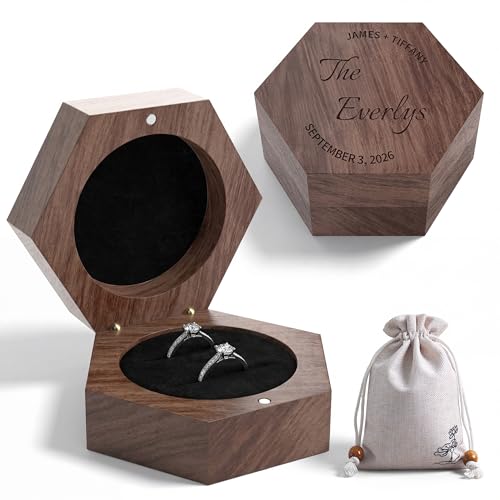 CocoHouse Personalized Engraved Wooden Ring Box...