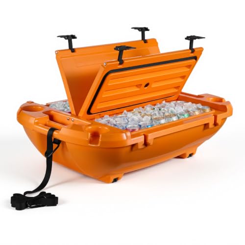 Image of VEVOR Floating Cooler 40 QT Floating Ice Chest with Wheels & Tow Rope, Premium LLDPE Amphibious Beverage Cooler for Water & Land, Stable Cruising on Lake, River, Seashore, Beach, Kayak