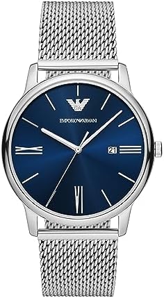 Emporio Armani Relógio masculino com três ponteiros e pulseira de