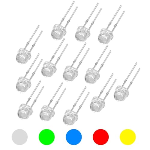 Yetaida Straw Hat Led Kits, 50Pcs F5 Led Kit Super Bright, White Green Straw Hat Led Kits, 5Mm Super Bright Led Hat Lamp, Super Brights Transparent Led Strawhat for Industrial, Household Electronics