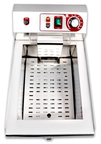 Beeketal 'BWF-161P' Profi Gastronomie Kaltzonen Fritteuse (16 Liter Volumen für max. 11 Liter Öl) Edelstahl Gastro Imbiss Friteuse mit Ein/Aus Schalter, Doppelheizspirale und Fettablaufhahn – Bild 8