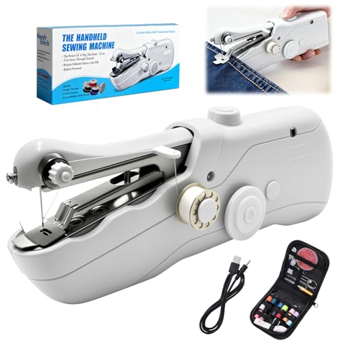 Máquina de Coser Portátil, Minimáquina de Coser Eléctrica de Costura Rápida para Principiantes y Adultos, Mini Costura Eléctrico con Kit de Costura para Coser Ropa, Viajes Familiares y Bricolaje