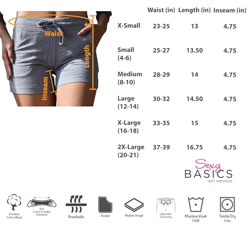 Sexy Basics Women's 3 Pack Active Wear Lounge Yoga Gym Casual Sport Shorts3