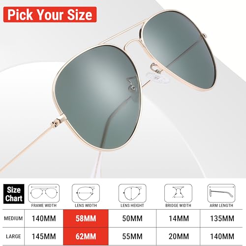 Image of Pro Acme Aviator Sunglasses for Men Women Classic Polarized UV400 Protection