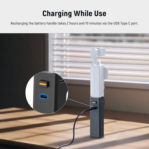 Image of NEEWER Battery Handle Compatible with DJI Osmo Pocket 3 & Creator Combo Tripod Accessories, 5000mAh Type C 22.5W Max Portable Charging Power Pack, 1 /4 inch Thread for Selfie Stick Video Recording, PH01
