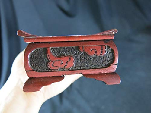 Amazon.co.jp: A鎌倉彫朱塗筆箱江戸時代漆器木工 303 : 文房具