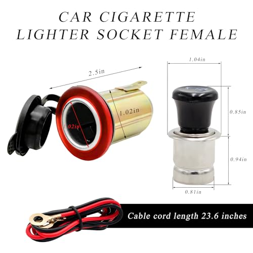 Image of Yourkar Car Cigarette Lighter, DC 12V Auto Cigarette Lighter Socket Plug Element, Cigarette Lighter with Cable for Most Cars, Trucks, Trailers, RVs, Boats, Universal Car Accessories (Colorful, Small)
