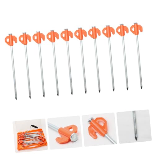 10 piezas Estacas para Tienda de Campaña de Acero Resistentes para Camping, Clavos Engrosados a Prueba de Óxido para Soporte Estable en Césped miniatura 6