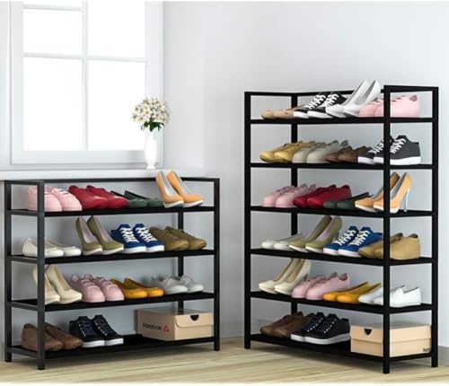 Image of 5 Tier Metal Shoe Rack for Entryway, Shoe Storage Organizer, Multi Layer Shoe Stand, Heavy Duty Shoe Shelf for Home, Bedroom, Closet & Living Home (Black, 5-Tier)