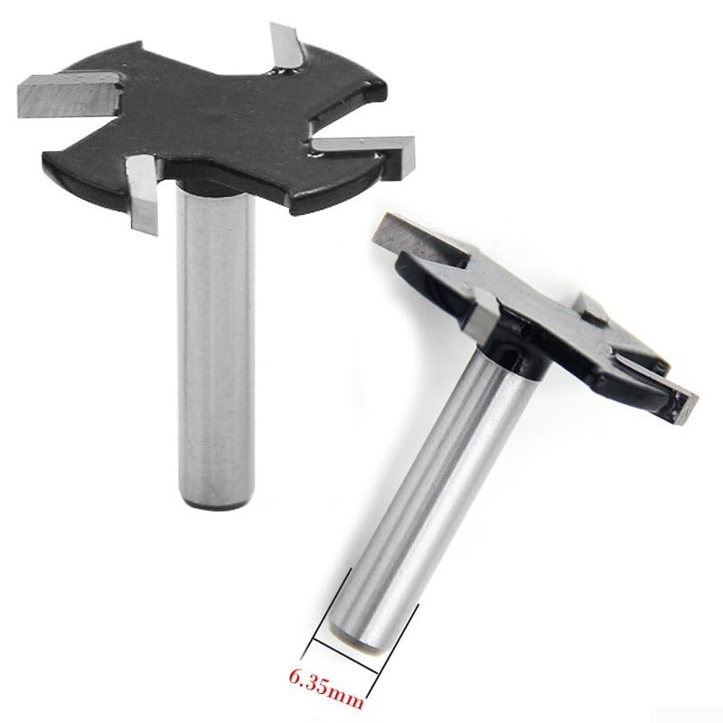 Extra Large 32mm Spoilboard Surfacing Router Bit, Carbide Tipped Slab Flattening Planing Bit CNC, Handheld & Table Routers, 6.35mm Shank(32x3.5mm)