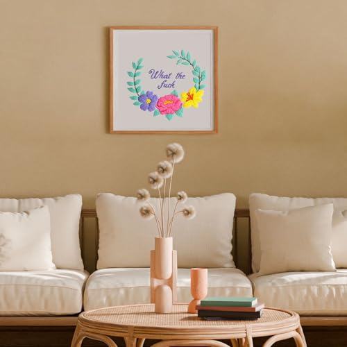 Image of Louise Maelys Funny Embroidery Kits for Beginners,Cross Stitch Kit for Adults Starters,DIY Needlepoint with Floral Flower Wreath Pattern