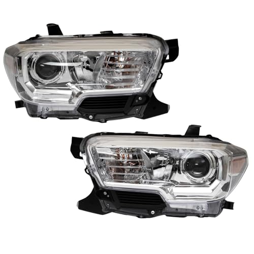 Image of TRQ 2 Piece Headlight Assembly Set Driver & Passenger Side Compatible with Toyota Tacoma 2019-2023 Without Daytime Running Lights with Fog Lights TO2502276 TO2503276 8111004262 8115004262