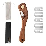 Uswin Bread Lamb Dough Scoring Tool, Wooden Sourdough Scorer Tool with 5 Blades, Walnut Scoring Knife for Bread Baking & Sourdough Baking