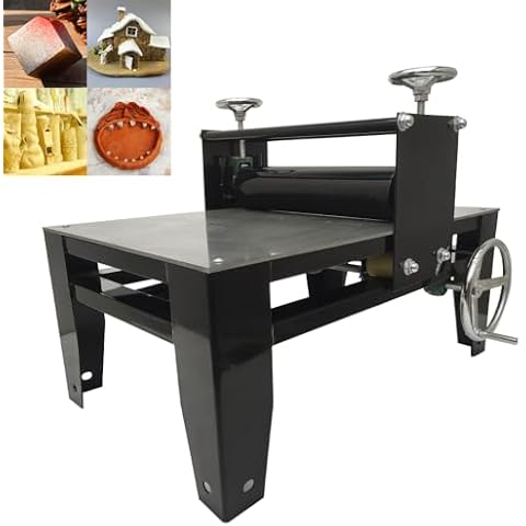 EQCOTWEA Manual Ceramic Clay Plate Machine Pottery Making Machine 28x17.7in Mud Plate Size Adjustable Slab Roller for Clay 1.77in Clay Thickness for Handmade Pottery Cover