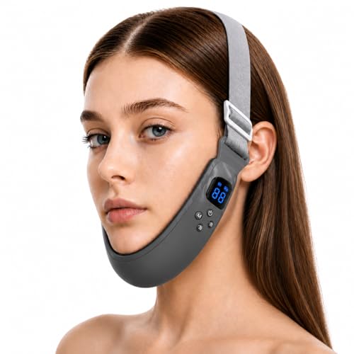 Electric Double Chin Device & V-Face Machine with 6 Modes and 12 Gear Adjustable Intensities - for Jawline Improve and Face Slimmer, Helps Obtain V-Line - Dark Gray