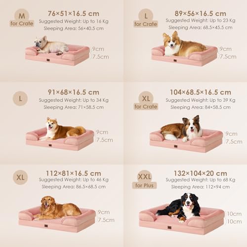Image of EHEYCIGA Orthopedic Dog Bed for Medium Dogs, Waterproof Memory Foam Medium Dog Beds with Sides, Non-Slip Bottom and Egg-Crate Foam Pet Couch Bed with Washable Removable Cover, Dusty Pink