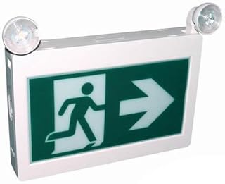 Running Man Exit Sign CET-180 Thermoplastic Sign Combo Emergency Light LED with 2 Heads Left Right Battery Backup for 90 Minutes 120v 347v Universal mounting- Eboka (1, CET-180)
