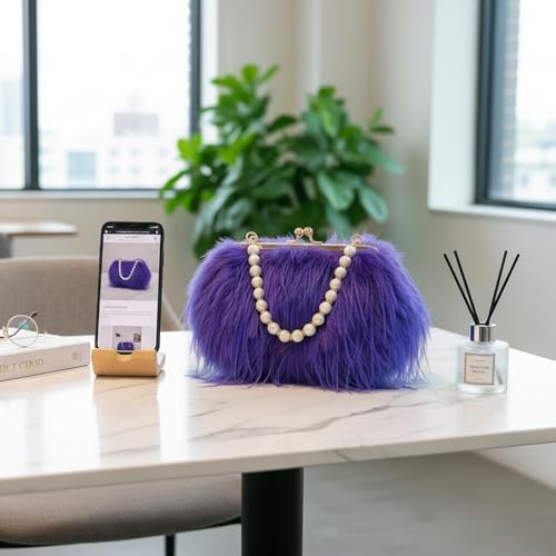 Image of Feather Purse Clutch For Women Ostrich Feather Handbag Shoulder Crossbody Evening Bag | Feather Purse