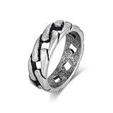 Whoiy Alianzas de boda para hombre plateado/oro/negro 7 mm, anillos de boda de acero inoxidable, cadena intermedia, joyería de moda, anillo para hombre, pulido, talla 54-70, 60 (19.1), Acero