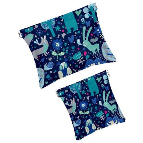 Borse cosmetiche tascabili da borsa per il trucco impermeabile senza cerniera custodia per a chiusura automatica per ragazze mini per - animale Multicolore donna blu pelle