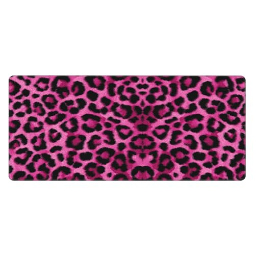 Image of Leopard Prin Pink T Extended Gaming Mouse Pad, with Stitched Edges Large Mouse Pad Desk Protector, Rubber Base Mousepad Keyboard Mouses Mat for Work Game Office Home- 32 inch X 12 inch Inch,E177