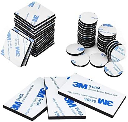 Avando Double Sided Foam Tape Strong Pad Mounting,Black Self-Adhesive Tape Include Square Round and Rectangular（60Pcs）