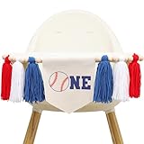 Baseball One High Chair Banner - Rookie of the Year 1st Birthday Decorations,Sports Party Cake Smash Highchair Garland,Baseball First Birthday Banner with Tassels,Hanging Garland Photo Backdrop