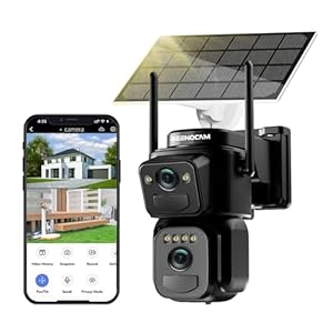 BEENOCAM 2K Solar Security Cameras Wireless Outdoor, Dual Lens 360°PTZ Solar Cameras for Home Security with Color Night Vision, PIR Human Detection, Auto Tracking, Spotlight/Siren Alarm, 2.4Ghz, IP66