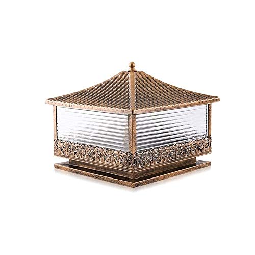 Preisvergleich Produktbild COCNI Außenleuchten-IP65 wasserdichter Zaun Säule Laterne Antike Platz Regenschutz Glassäule Lichter E27 Aluminium Druckguss Exterior Patio Pfosten Licht (Color : Schwarz)